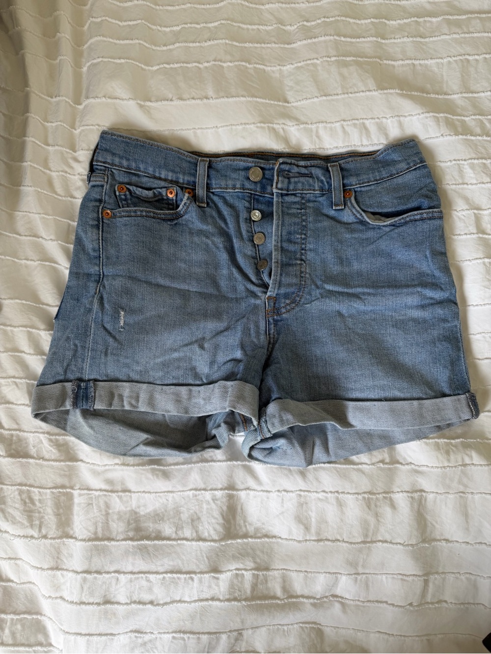 Levi's Light Blue Rolled Hem Denim Shorts